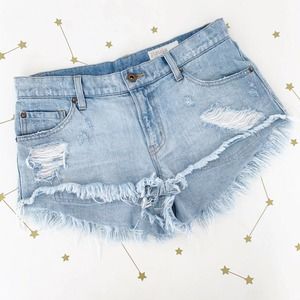 Pistola • Light Wash Distressed Gigi Cut Off Denim Shorts